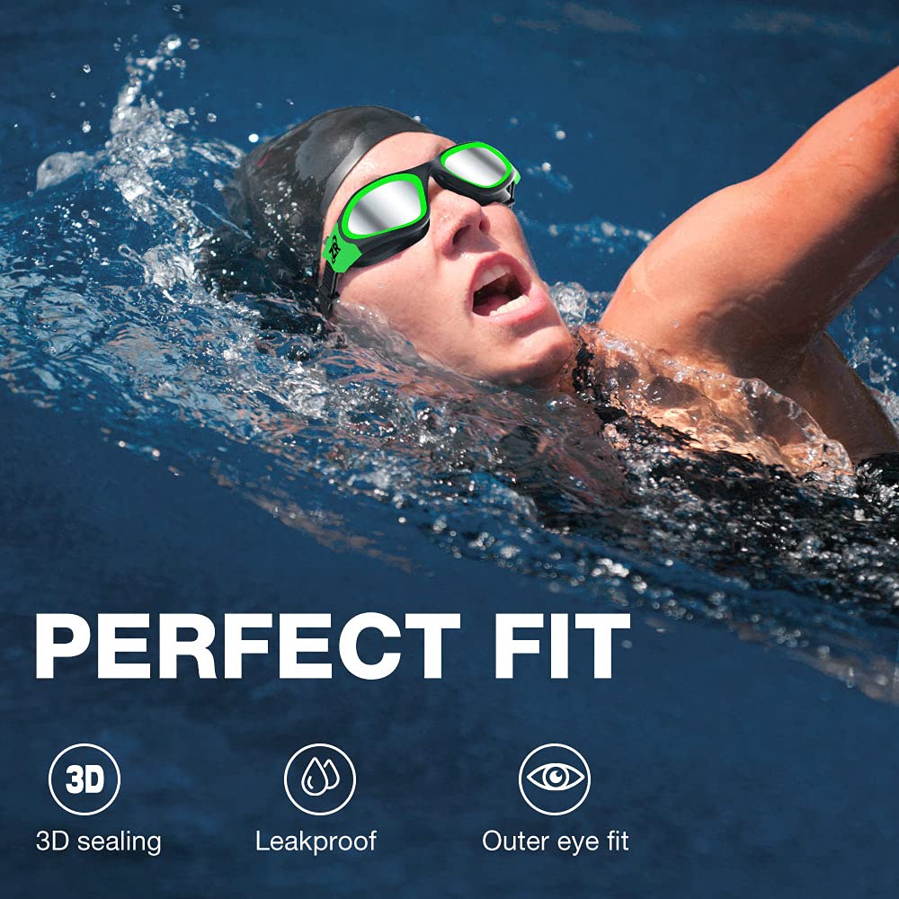 ZIONOR Swim Goggles, Upgraded G1 Polarized Swimming Goggles Anti-Fog for Adult Men Women B9 (Polarized + Mirror Silver)