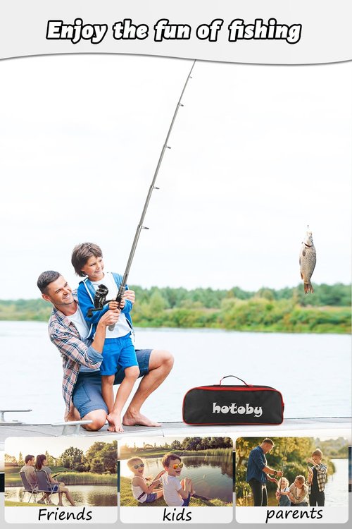 Fishing Pole Combo Set, 6.89ft Fishing Rod and Reel Combo, Carbon Fiber Telescopic Fishing Rod Kit with Spinning Reel, Fishing Pliers, Lip Gripper, Line, Lures for Beginner Angler (Silvery, 2.1M-1)