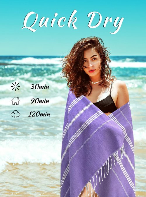 cabanana Turkish Beach Towel Oversized - 39"x71" Quick Dry Sand Free Thin Beach Towels for Adults,Extra Large Cotton Lightweigh Travel Towel for Beach Accessories (Purple)