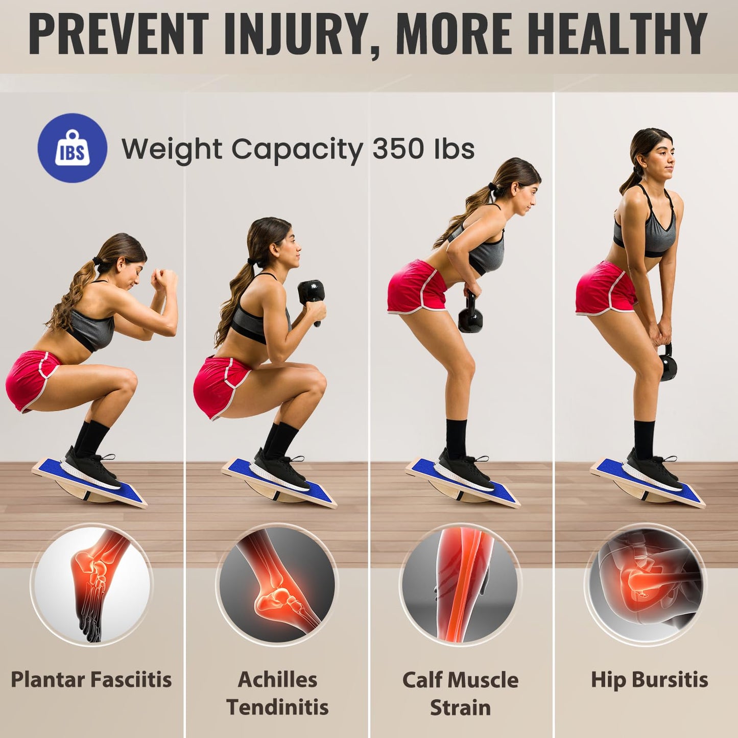 360 Degree Balance Board Professional Wobble Board for Adults Anti-Slip 350LBS Balance Boards for Physical Therapy Standing Desk Core Strength Wooden Balance Board Rocker Board