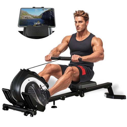 UPREIGN Magnetic Rowing Machine for Home | Adjustable 8-Speed Booster | Burn Fat & Sculpt Muscles | Supports Up to 265 LBS | Phone/Tablet-Ready Design