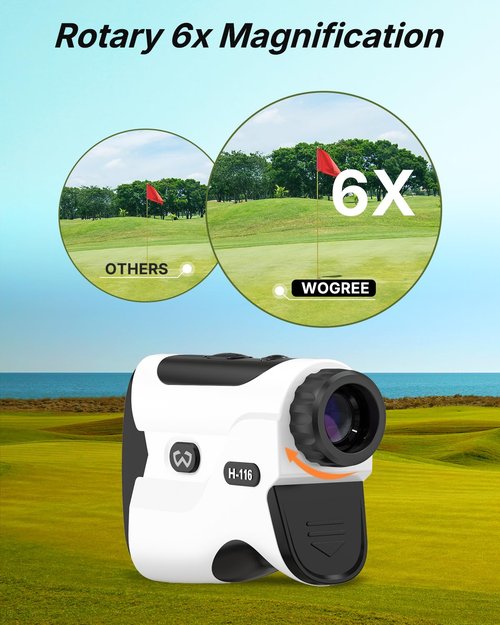 WOGREE Golf Rangefinder with Slope - 1200 Yards Laser Range Finder Golf Magnetic Strap, Flag Pole Locking Vibration, Strong Magnetic(1200 Yards)