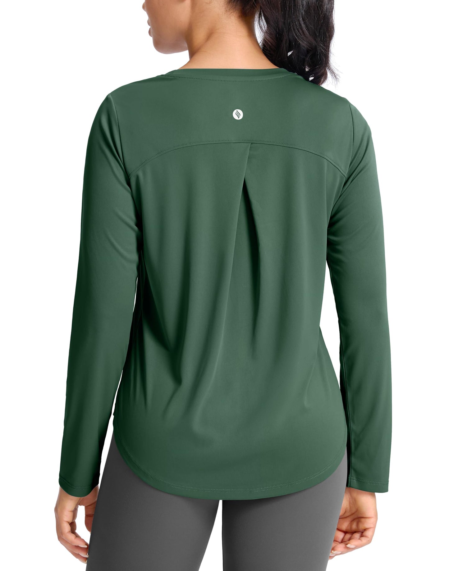 SANTINY Lightweight Long Sleeve Workout Tops for Women Breathable Gym Yoga Athletic Running Hiking Top UPF 50+ Sun Shirts (Green_L)