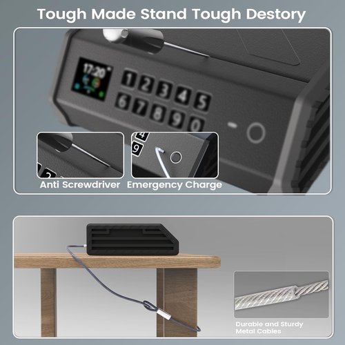 WodPeace Gun Safe for Pistols,Biometric Gun Safe,Fast Access Handgun Lock with Internal Light, Multi-Info Display Screen,Silent Mode,Fingerprint/PIN Code/KEY,Smart Box for Bedside Nightstand Car