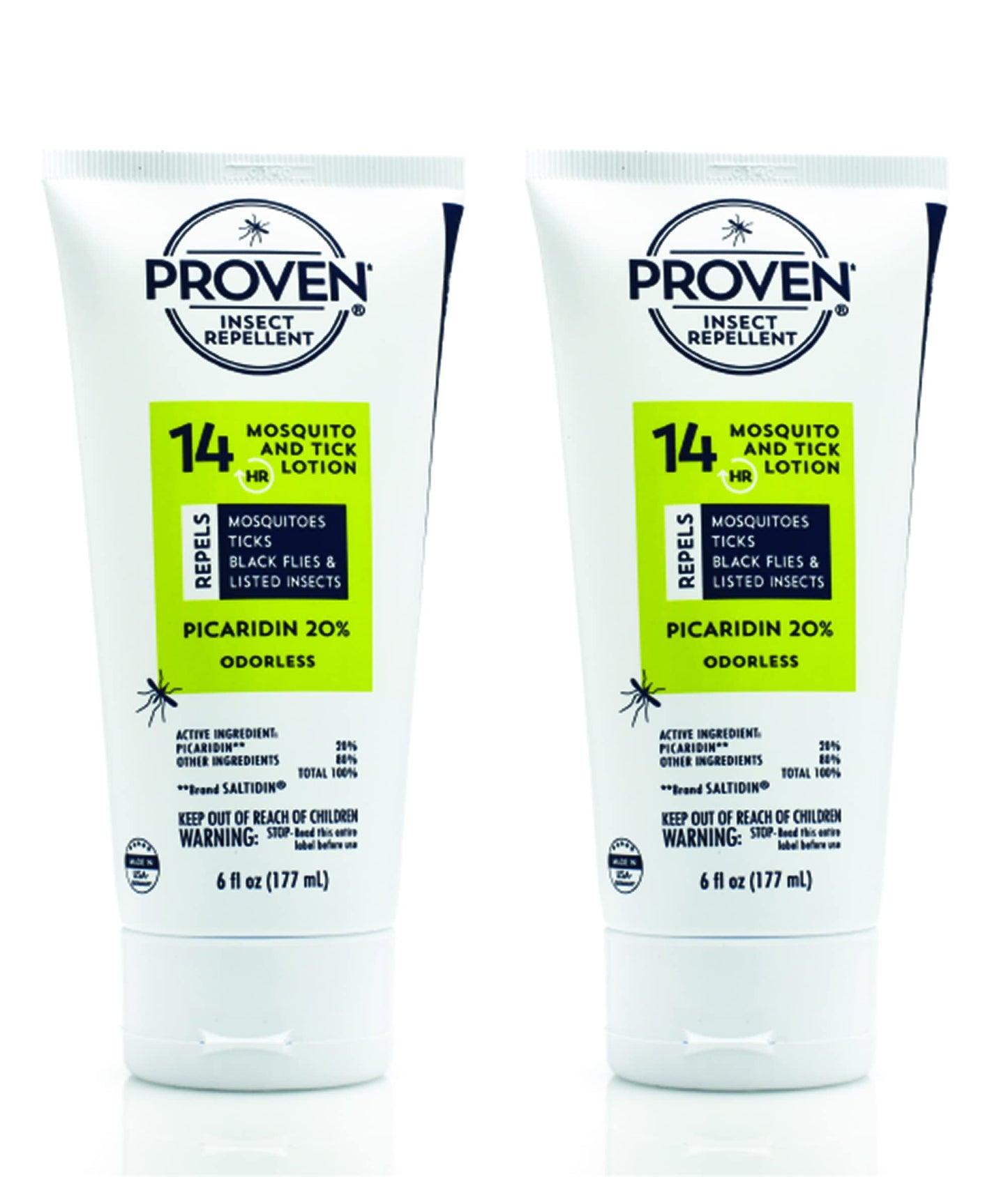 Proven Insect Repellent Lotion for Mosquitoes, Ticks & Black Flies - (2 Pack) 6 fl oz - DEET Alternative Mosquito Repellent - Up to 14-Hour Protection - Great for Camping or Hiking - Odorless