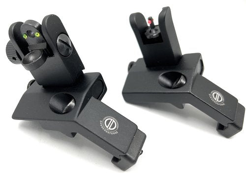 Dagger Defense Veteran Owned Company-Fiber Optic BUIS, Back up canted Iron Sights, Spring Loaded Deployment