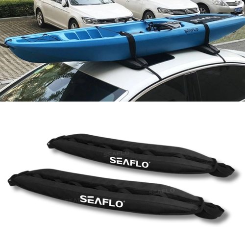 SEAFLO Traveller Soft Kayak Roof Rack with EVA Foam Pads Universal Fit for Cars Lightweight Nylon Top Carrier w/ 2 Securing Straps Fits 2-Door and 4-Door Vehicles 132 lb Load Capacity 4-Year Warranty