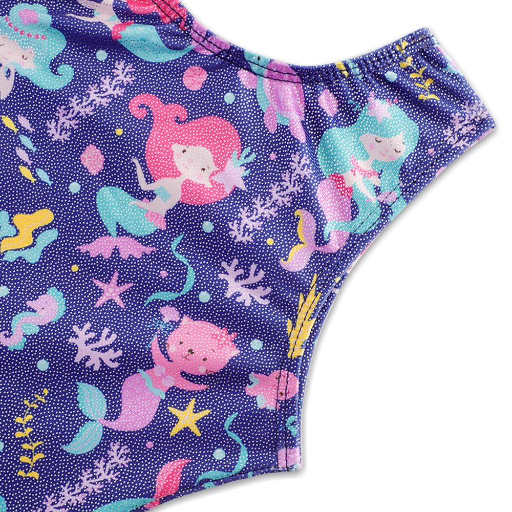 Alakuoti Toddler Leotard Gymnastics Dark Blue Sea Animal Mermaid Cheerwearing Outfits Blue Mermaid 9-10 Years