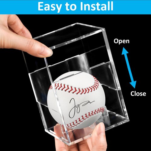 Baseball Display Case, UV Protected Baseball Holder Display Case for Official Size Balls, 3/6/9/12 Pcs Available Baseball Box, Clear Acrylic Memorabilia Autograph Square Cube (3 pcs)