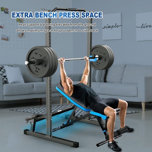 BEKING Power Rack Squat Rack Cage with Pull Up Bar,Adjustable Power Cage Exercise Squat Stand with Barbell Rack Weight Plate Storage,Strength Training Workout Station for Home Gym Fitness