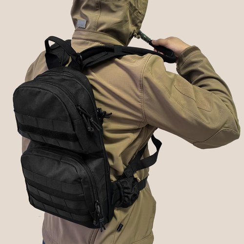 Hannibal Tactical Hydration Pack, 10L Water Backpack with 2.5L Water Bladder, MOLLE System for Outdoor Hiking, Biking, Running, Black