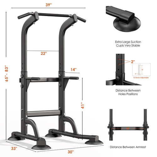 SogesPower Power Tower Dip Station Pull Up Bar for Home Gym Adjustable Height Strength Training Workout Equipment
