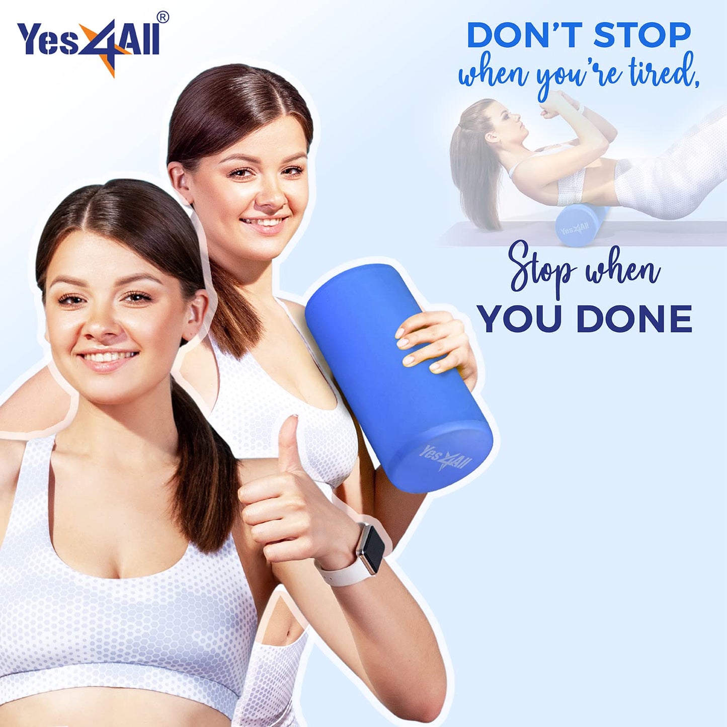 Yes4All EVA Firm Foam Roller for Back - Round Roller for Exercise, Yoga & Pilates 12/18/24/36 inch