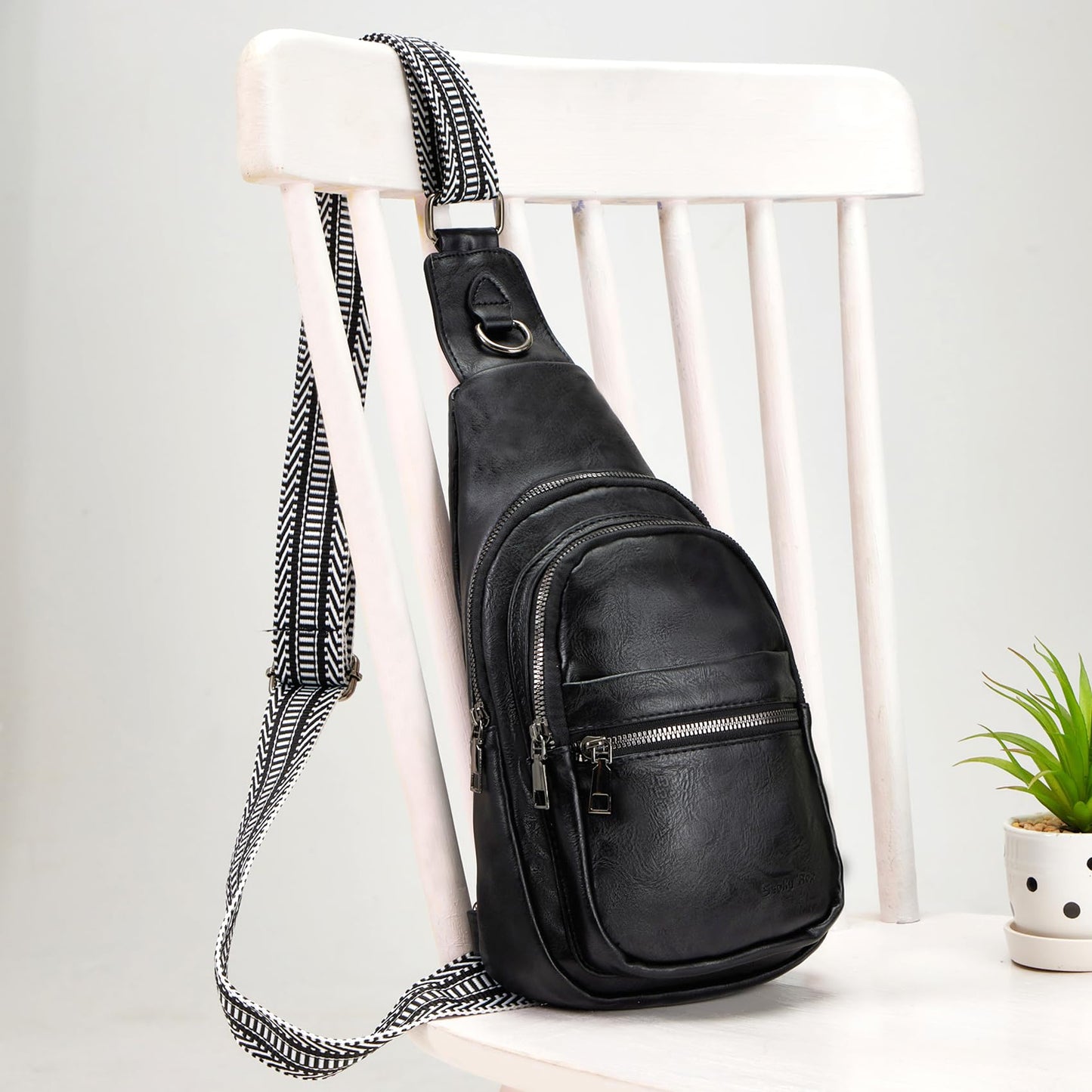 Seoky Rop Crossbody Bag for Women Small Sling Bag Leather Shoulder Cross Body Bag for Travel Black