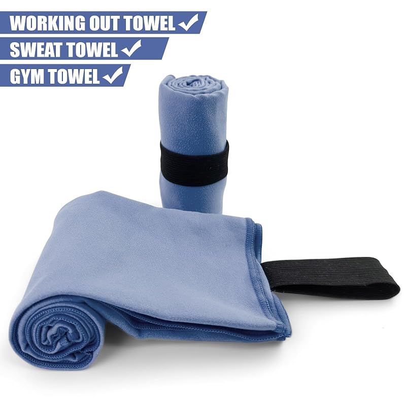Navy Blue 2 Pack Small Microfiber Camping Towels - Quick Dry, Lightweight & Fast Absorbent
