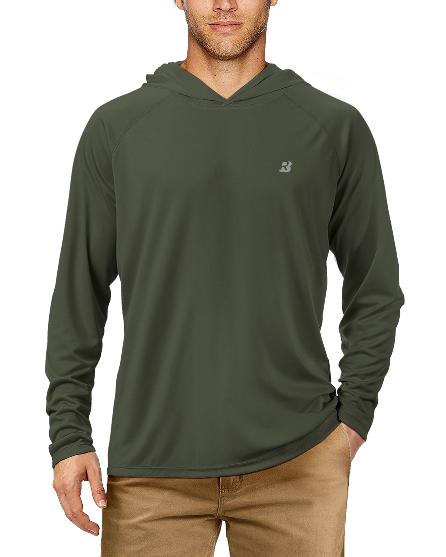 Roadbox Men's Sun Protection Long Sleeve Hoodie UPF 50+ Outdoor UV Fishing Shirts for Workout, Running, Fishing, Hiking (XX-Large)