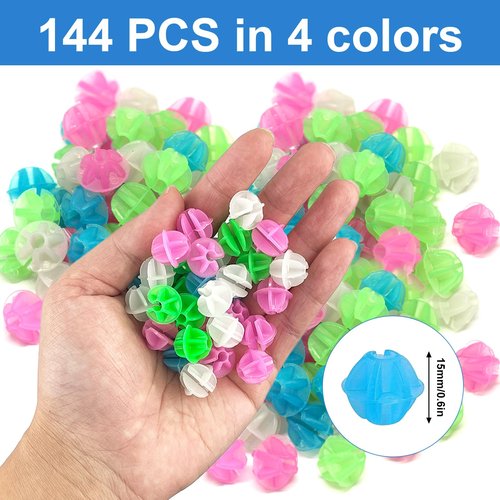 ZooviHyvi 144 Pieces Bike Spoke Beads Glow in The Dark, Colorful Plastic Round Bike Spoke Beads for Kids Bicycle Spokes Accessories That Make Noises (Muitl-Color)