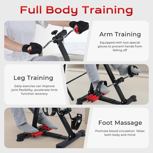 ZIDAFIT Adjustable Pedal Exerciser Bike for Seniors - Hand Arm Leg and Knee Therapy, Stroke Recovery, Portable Fitness Equipment for Total Body Workout - Great Gift for Elderly Rehab
