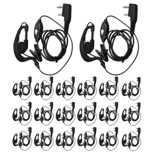 20 Pairs Walkie Talkie Earpiece with Mic 2 Pin Two Way Radio Ear Piece Microphone Earbud Bulk Single Wire Earhook Headset Compatible with Baofeng UV-5R BF-888S Arcshell Retevis H-777 RT21 RT22