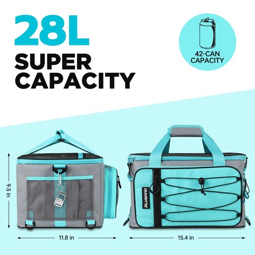 PLUSINNO Paddle Board Cooler, Waterproof SUP Cooler Durable PVC Material, Paddle Board Bag with TPU Zipper, 12-Pocket Fits 42 Cans, Paddle Board Accessories for Beach, Camping, Kayaking
