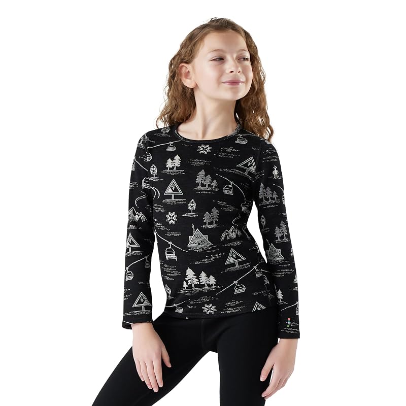 Smartwool Kids' Classic Thermal Merino Base Layer Crew – Black, Small