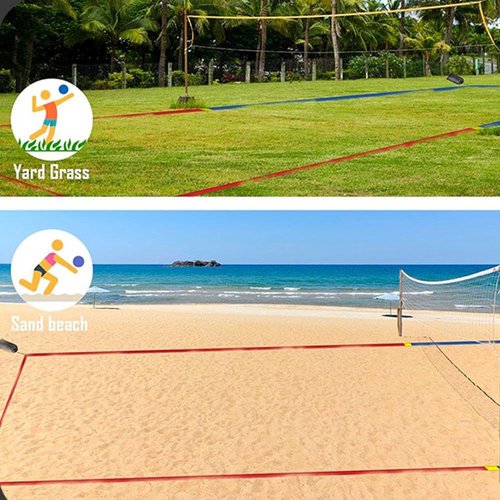 HFLWYWD Beach Volleyball Lines for Sand,Volleyball Court Lines with Metal Anchors & SandBags,26.3 x 52.6ft,Highly Visible Border Line Set, Court Size for Sand Outdoor Grass Backyard (Set)