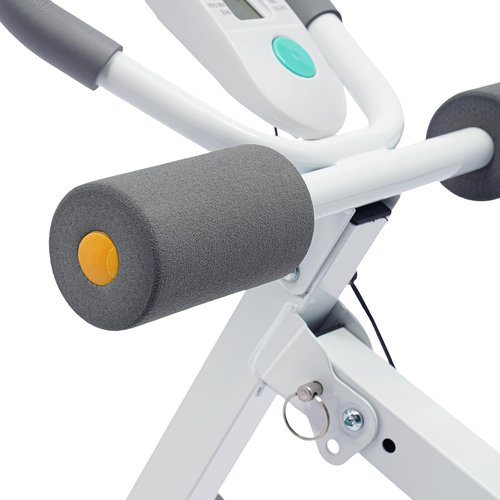 Foldable Exercise Ab Abdominal Body Shaper Cruncher Sit Up Trainer Machine, Adjustable Core Workout Equipment with LCD Display, Resistance Bands, for Home Gym Fitness