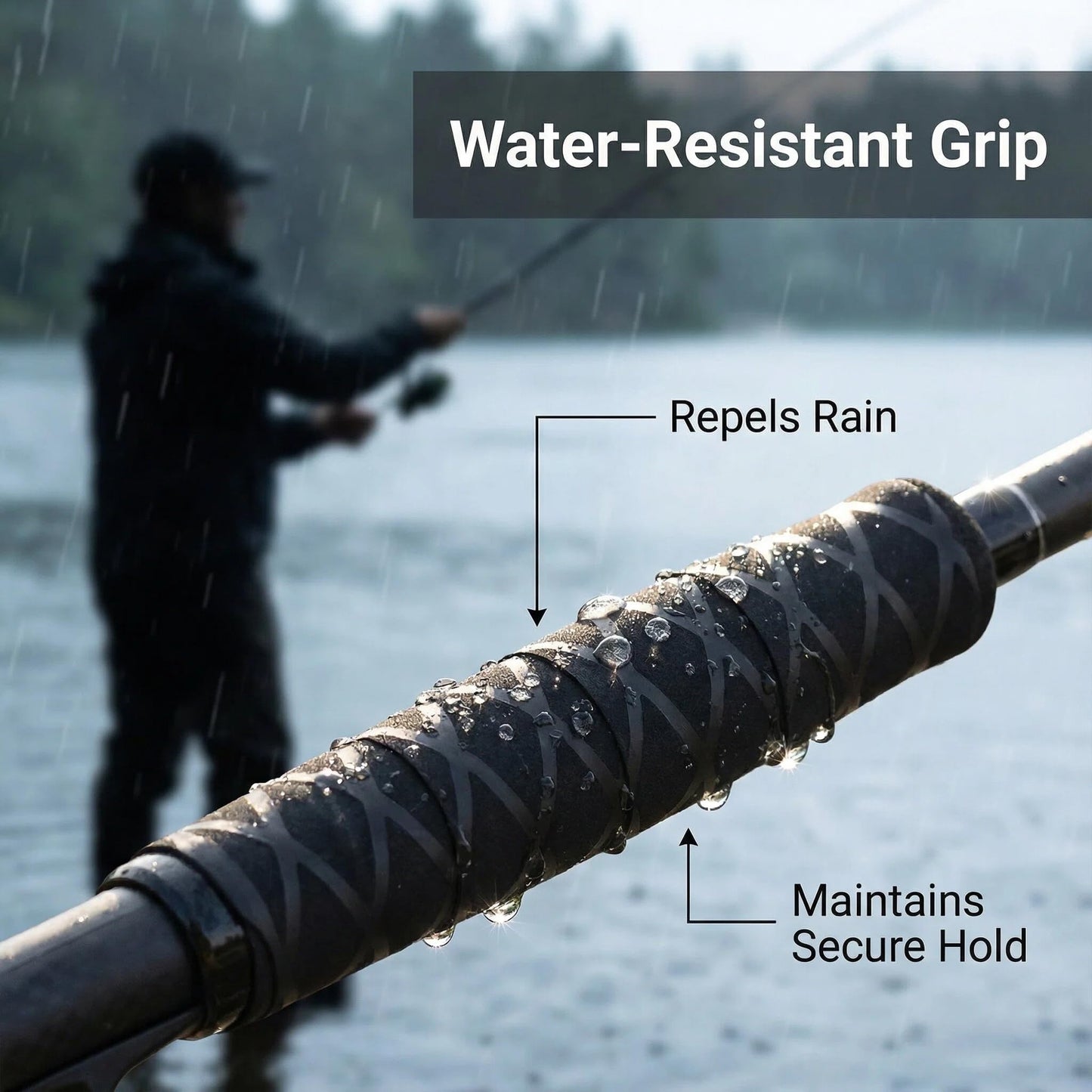 QBGTFAK Shrink Tubing for Fishing Rod Handles,Shovel Handle,Motorcycle Handgrips,garden tools handles Much Better Grip,Black Textured Shrink Wrap 45mm*1 Meter