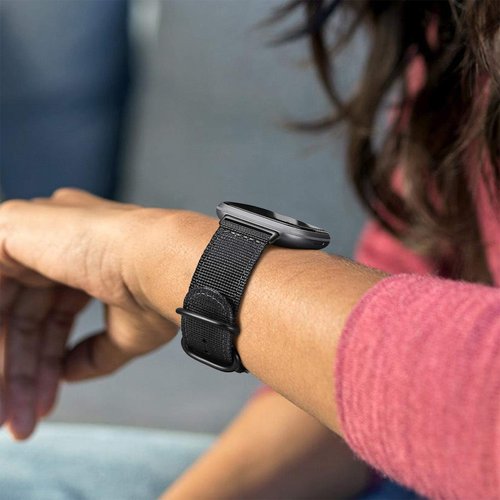 Fintie Band Compatible with Fitbit Versa 4 3 / Sense 2 1, Soft Woven Nylon Sport Replacement Strap Wrist Bands, Black