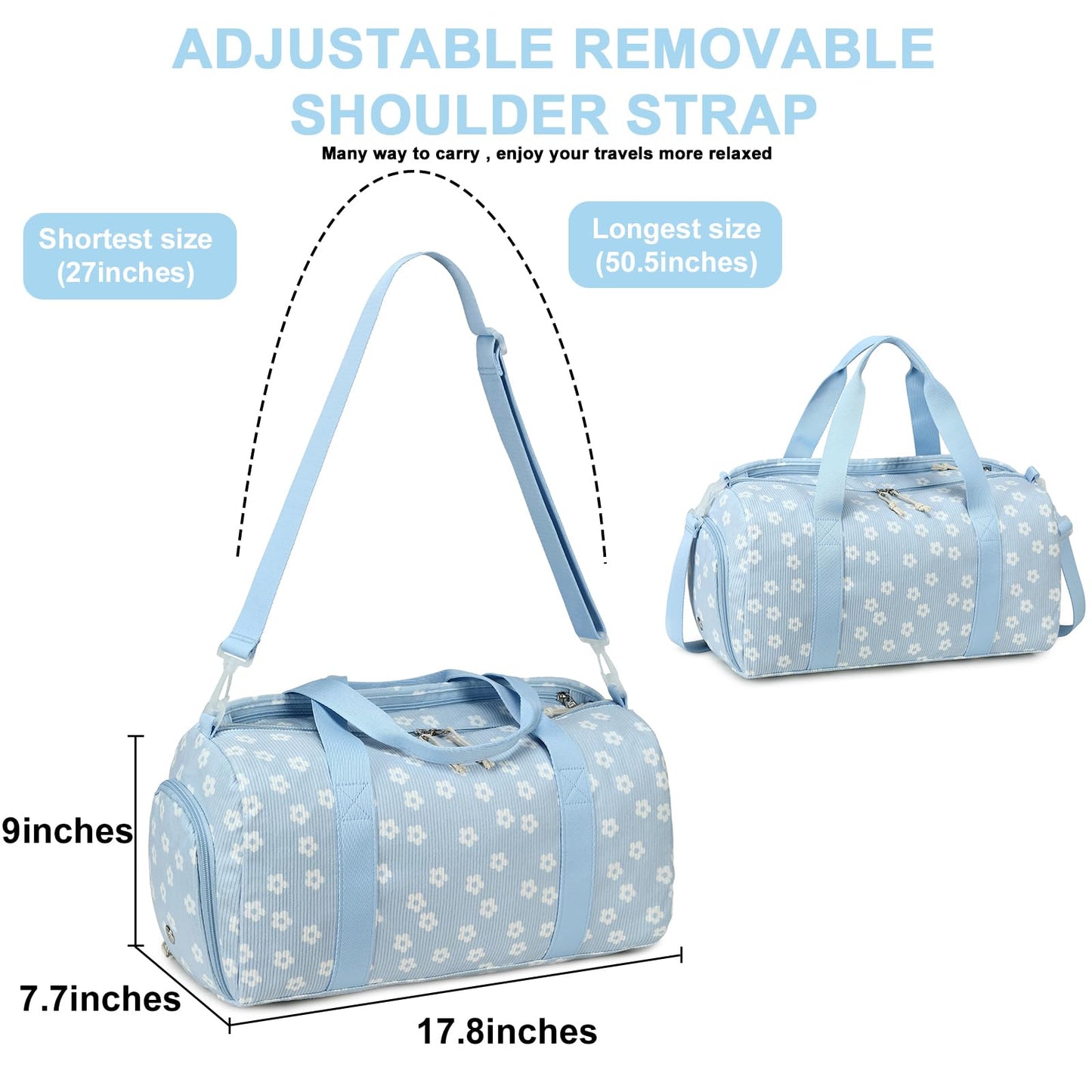 BLUBOON Duffle Bag Girls Kids Cute Gym Bag with Shoes Compartment & Wet Separation Waterproof Sports Overnight Travel Bag