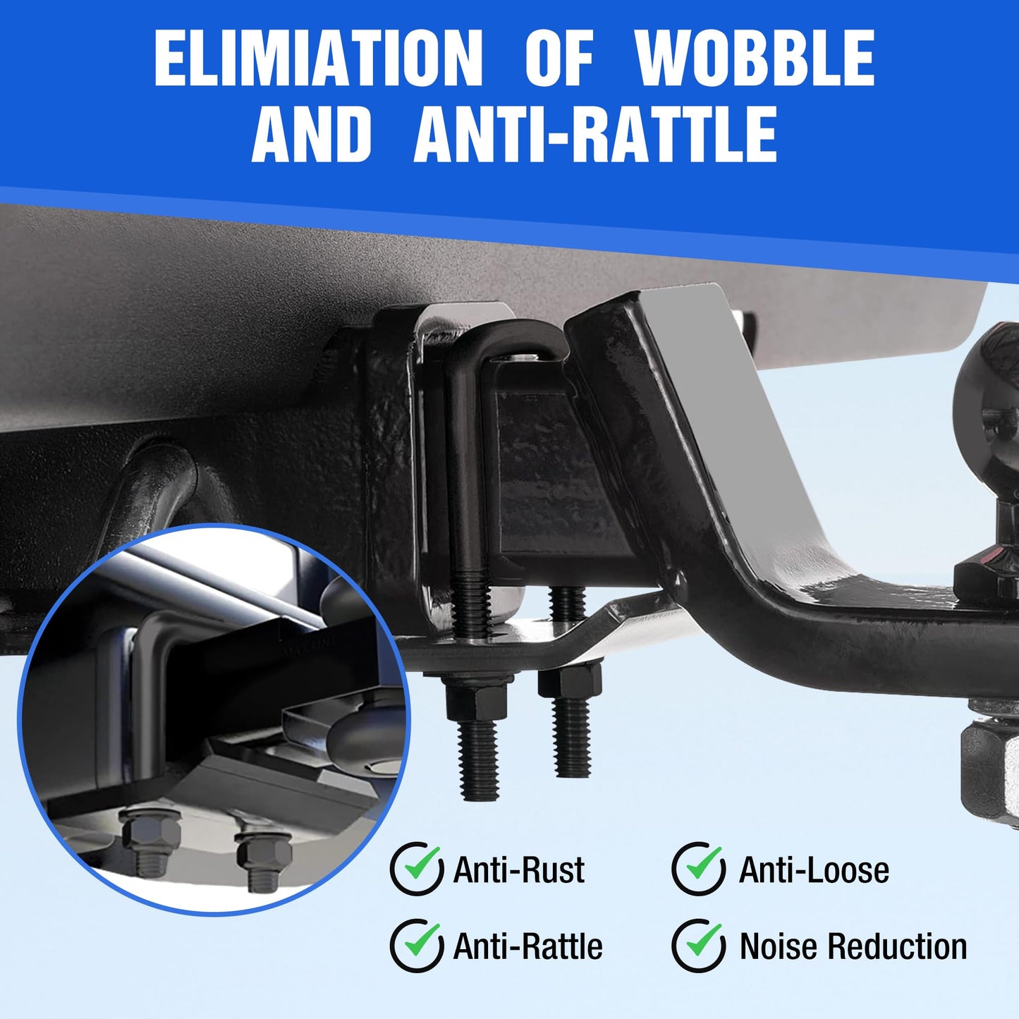Young Hitch Tightener for 1.25" and 2" Hitches, Reduce Movement from Hitch Tray Cargo Carrier Bike Rack Trailer Ball Mount