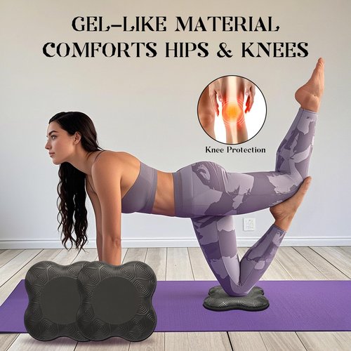 MBKHFLL 4PCS yoga knee pads, yoga anti slip pads, Pilates support pads, designed to protect the balance of male and female knees, elbows, and wrists during exercise (Black +Purple)
