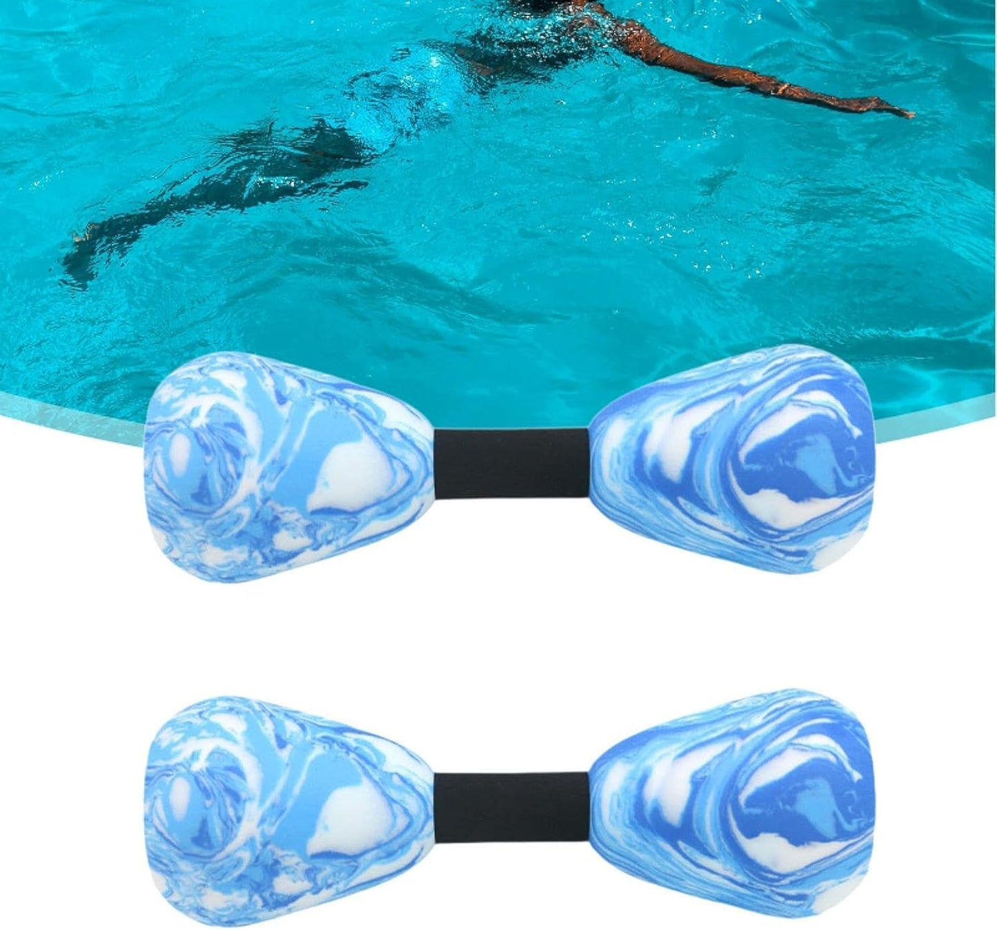 2 Pieces Aquatic Dumbbell Swim Barbell, Portable Swim Training Water Dumbells Fitness Equipment Pool Dumbbell for Gym Pool
