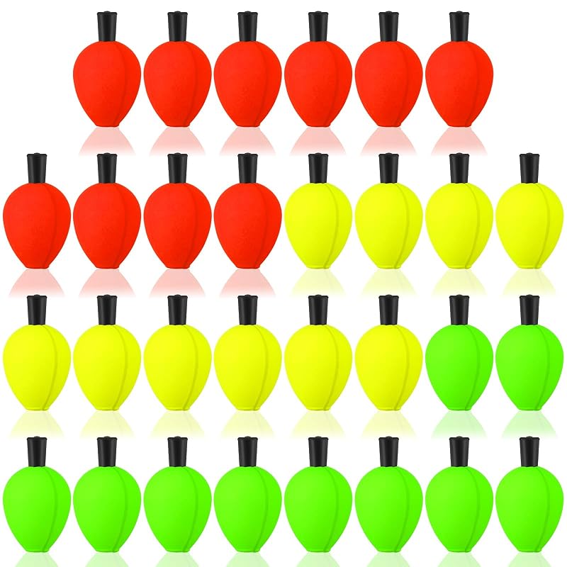 Trout Float Foam Teardrop Strike Indicators - 30 Pcs in Red, Green, Yellow - ShinyRelief