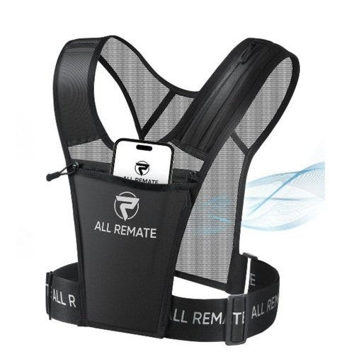 ALL REMATE Unisex Reflective Running Vest with 5 Pockets for Phones, Water bottles, Ear Bud Case, Keys, etc. Ventilative Adjustable Jogging Gear