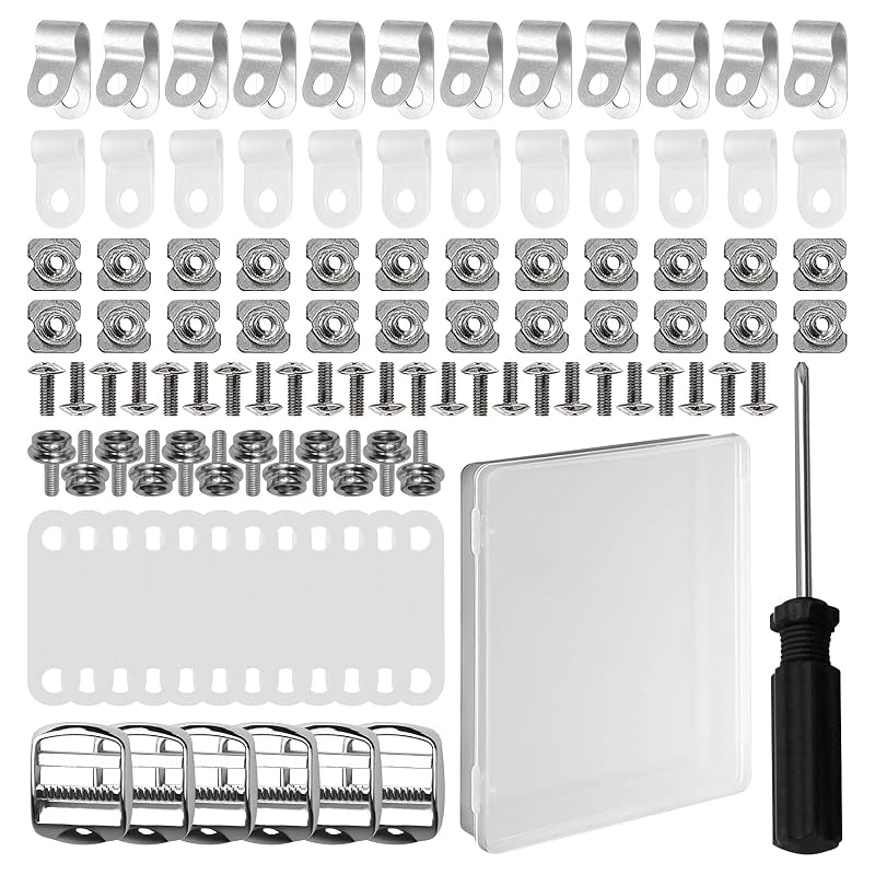 Helmet Repair Kit 80 PCS with Box & Screwdriver - Chin Buckles, Visor Clips & Hardware for Youth & Adult Hockey, Baseball, Football, Rugby