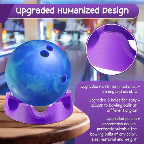Enhon Bowling Rotating Ball Cup, Purple Bowling Cup Stand with Bearing Spinner Holder, Spare Ball Holder Spinner, Porous Ring Cleaning Display Rack