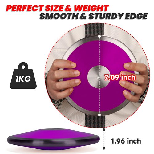 YIXINLOMYY 1 kg Sports Training Discus 2 Pcs for Girls Boys School Track and Field, 1kg Nylon Discus with Steel Rim and Center, Men Women Discuses Outdoor Practice Throwing (Purple)