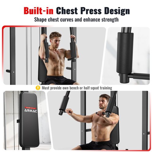 ARMAC Smit Machine, Multi-Functional Power Cage for Home Gym, 2000LBS Squat Rack with Two LAT Pull-Down Systems, Cable Crossover Machine and and More Cable Attachment (Black)