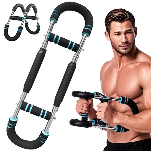 Twister Arm Trainer, Adjustable Spring Workout Bar, Forearm Triceps Chest Enhanced Exercise Strengthener, Arm Trainer 60-100lb, Portable Power Twister Bar, Portable Home Fitness Equipment (B-Blue)