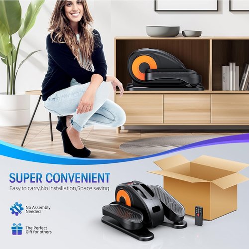 BAOKALER Under Desk Elliptical Machine, Ellipse Leg Exerciser for Seniors Fully Assembled, Quiet & Portable Electric Seated Pedal Exerciser with 15Adjustable Speeds & Remote Control