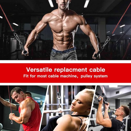 AIKESIWAY Replacement Cables for Home Gym, Fitness Pulley Cable, Weight Machine Replacement Cable -Thick 5mm(0.2inch) Heavy Duty Steel Wire Rope for Home Gym Cable (Type-B, 177'')