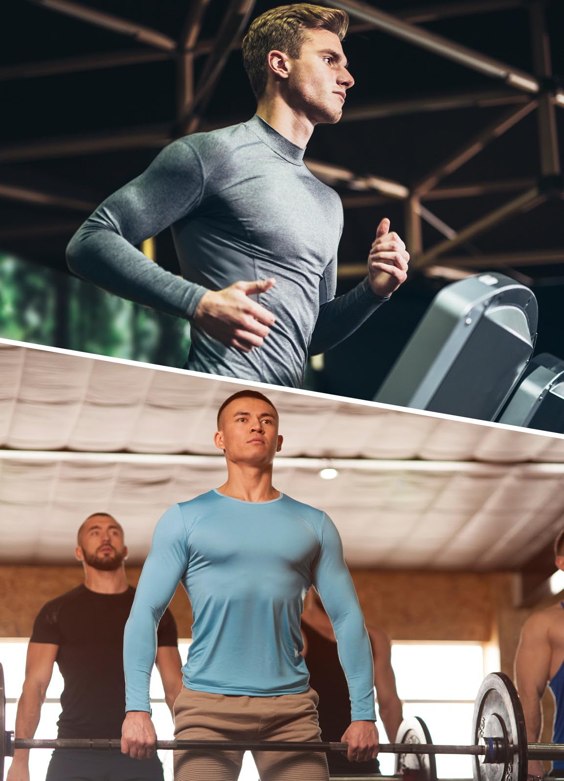 baleaf Men's UPF 50+ Long Sleeve Shirts Soft Rash Guard Breathable Lightweight Workout Running Hiking Tops Light Blue L