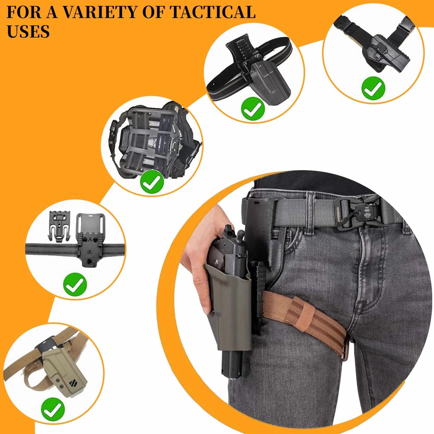 2 Pcs Tactical Leg Strap, Thigh Strap Belt for Leg Holster, for Hunting & Outdoor EDC Leg Holder with Release Buckle (Coyote Brown)