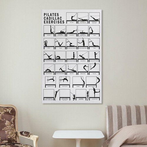FOLIUMK PILATES CADILLAC Exercises Chart Poster Pilates Workout Poster Pilates Studio Decorstyle12x18inch(30x45cm)