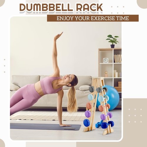 Colingmill Wood Dumbbell Weight Rack 200 Lbs Capacity 5 Tier A Frame Dumbbell Rack Stand Only Birch Plywood Compact for Women Home Gym Workout