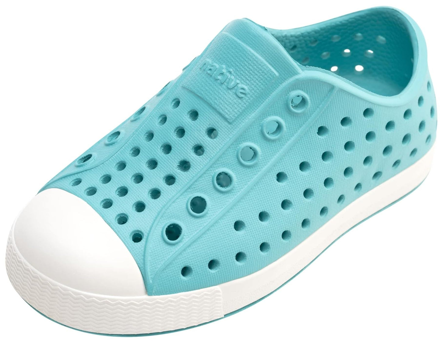 Native Shoes Unisex-Kids Jefferson Sneakers, Pool Blue/Shell White, 4 Big Kid