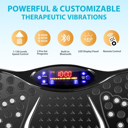 LEMY Vibration Plate Exercise Machine with Remote Control - Whole Body Workout Vibration Platform Adjustable 120 Speeds for Weight Loss Shaping Toning Wellness Home Gyms Workout