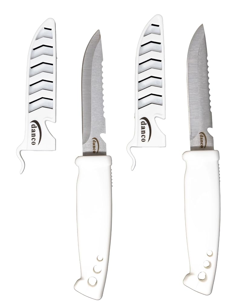 Deluxe 4-Inch Bait Knife 2-Pack with Stainless Steel Blades & Sheaths