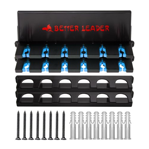 BETTER LEADER 2 Pack Vertical Fishing Rod Holder for Garage, Fishing Pole Holders- Holds Up to 12 Rods or Combos, Wall Mount Fishing Pole Rack, Fishing Gifts for Men